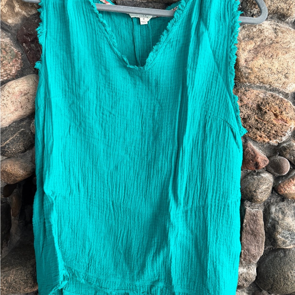 Umgee Teal Textured Tank Top